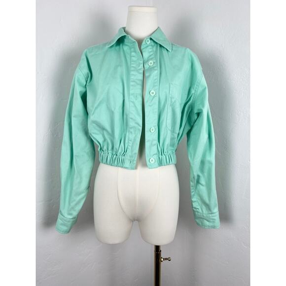 NWOT ASOS DESIGN Mint Green Bomber Jacket Pockets (Womens Size: 0) - Picture 2 of 11
